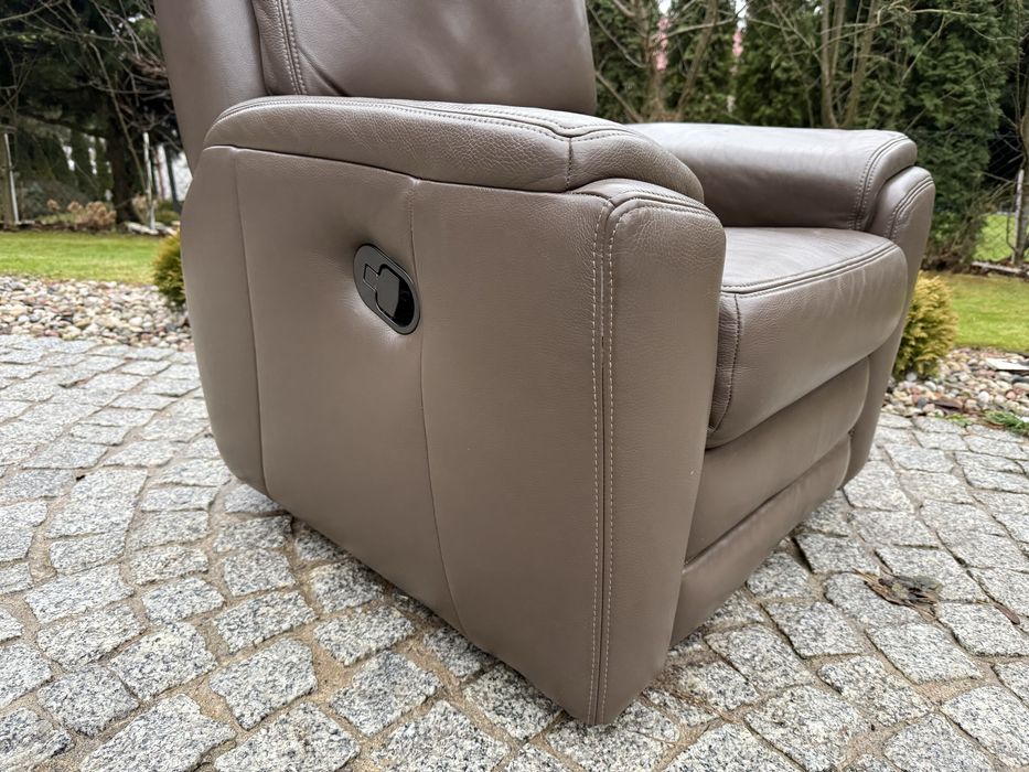fotel rozkładany relaksacyjny z funkcją relax TV skóra naturalna