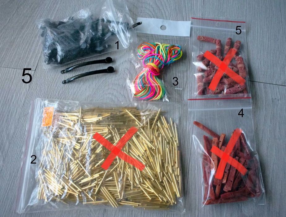 Materiais para bijuteria: argolas, mosquetões, correntes, terminais