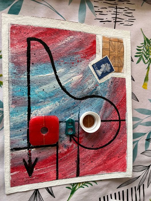 Original pintura abstrato arte pobre reciclagem feito a mao vice versa