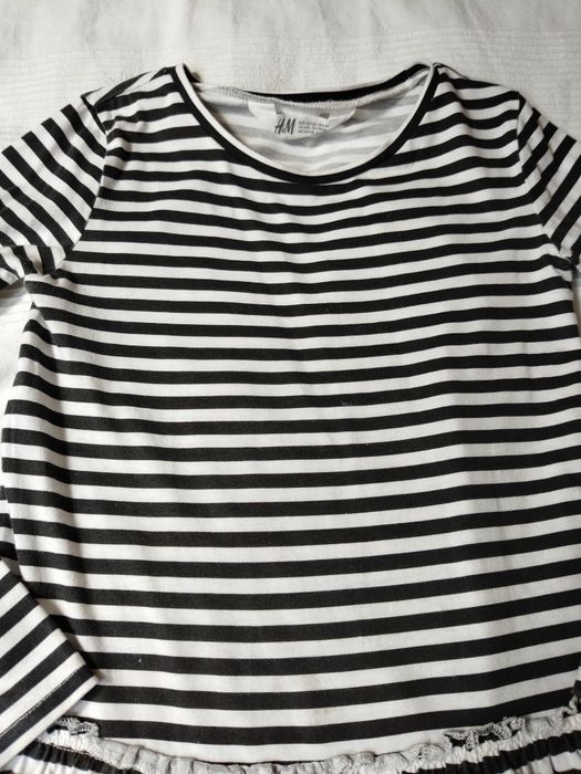 Sukienka w biało czarne paski h&m 122/128