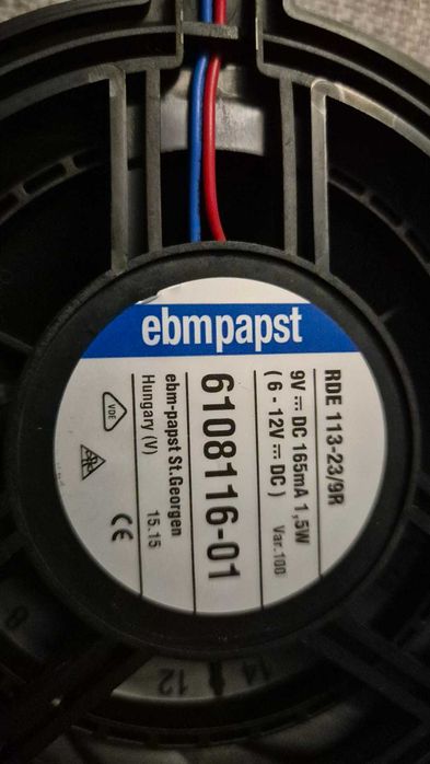 Радіальний вентилятор EBM Papst 6108116-01 (RDE 113-23/9R) Liebherr 9V DC