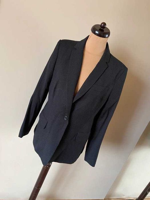 44 46 czarny basic xxxl +size zakiet blazer marynarka w kropki groszki
