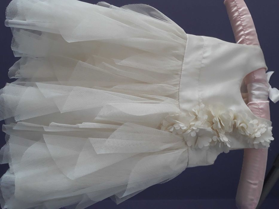 sukienka do chrztu, opaska, skarpetki