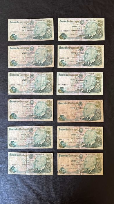 Lote 12 Notas - 20 Escudos (1978)