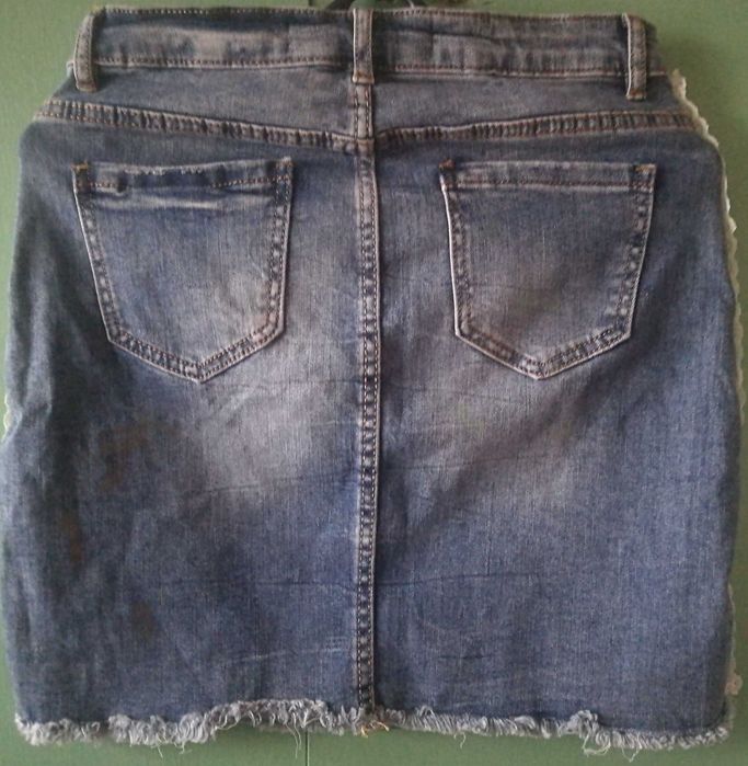 Spódnica jeans perełki koronka