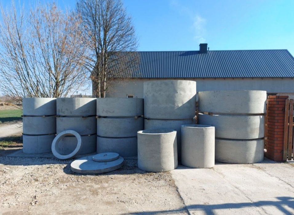 Bloczki fundamentowe, cement, pustaki, kręgi, studnie, pokrywy, beton