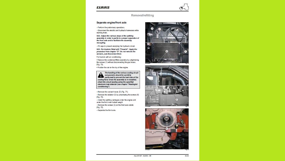 Instrukcja napraw Claas Renault Ares 547,557,567,577,617,657,697