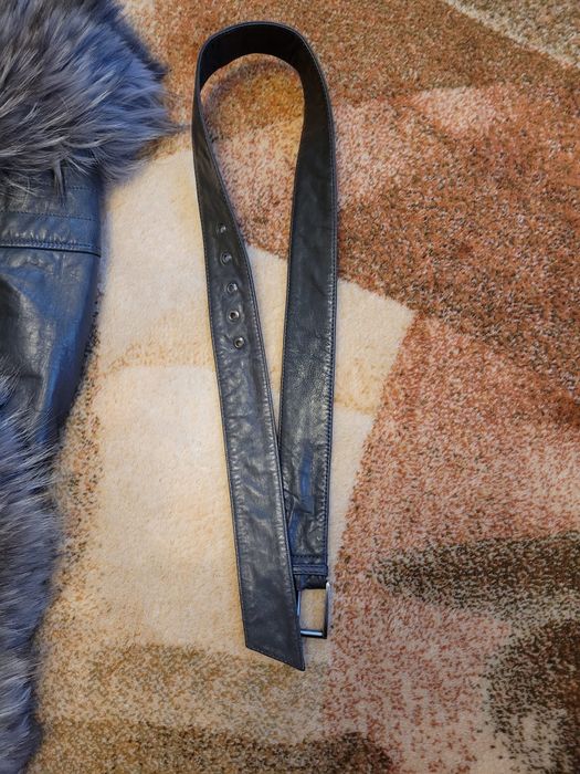 Płaszcz ochnik skóra naturalna futro lis