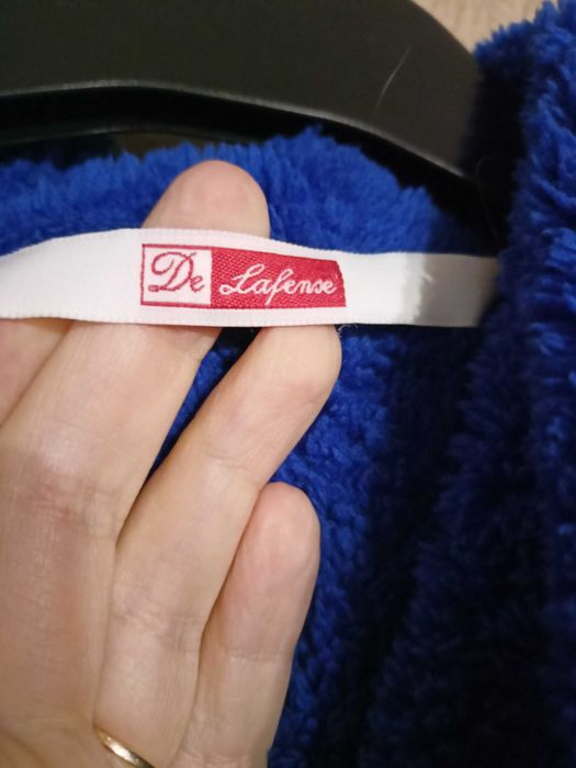 ciepły szafirowy kobaltowy szlafrok damski De Lafense L nowy bez metki