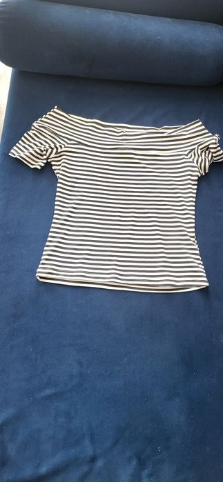 Bluzka h&m, klasyczna w paski, dekolt łódka