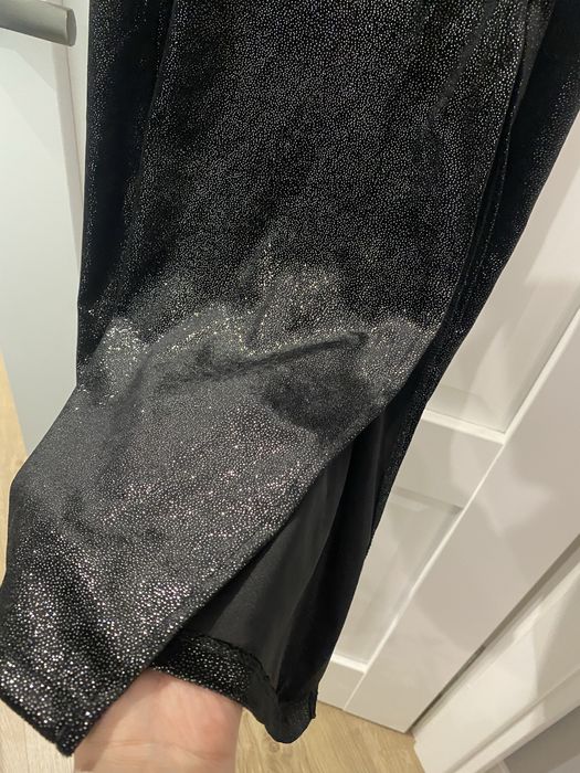Czarna wieczorowa sukienka maxi na szelkach s