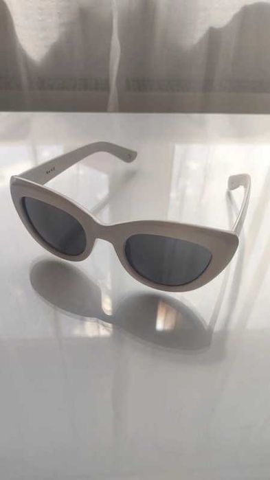 Białe okulary przeciwsłoneczne kocie cat eye NA-KD