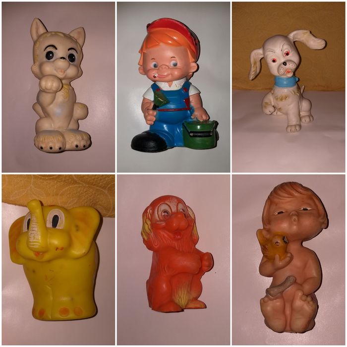 Bonecos de borracha com chiar antigos, anos 80/9064738227564162122