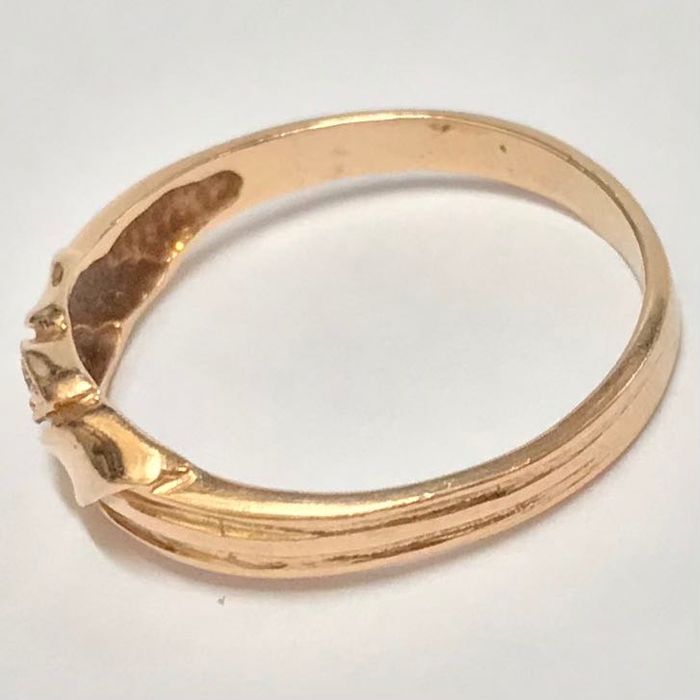 Złoty pierścionek 14K 585 z ametystami i kryształem – klasyk retro, pr