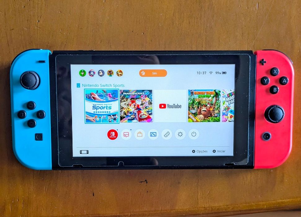 Nintendo switch c/acessórios e MarioKart