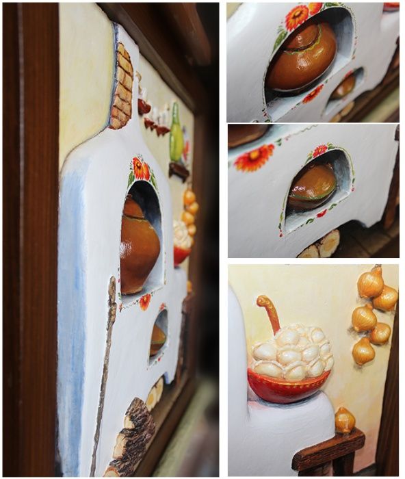 Панно объёмное. Украинский сувенир, оберег -  "Печь. Достаток в доме"