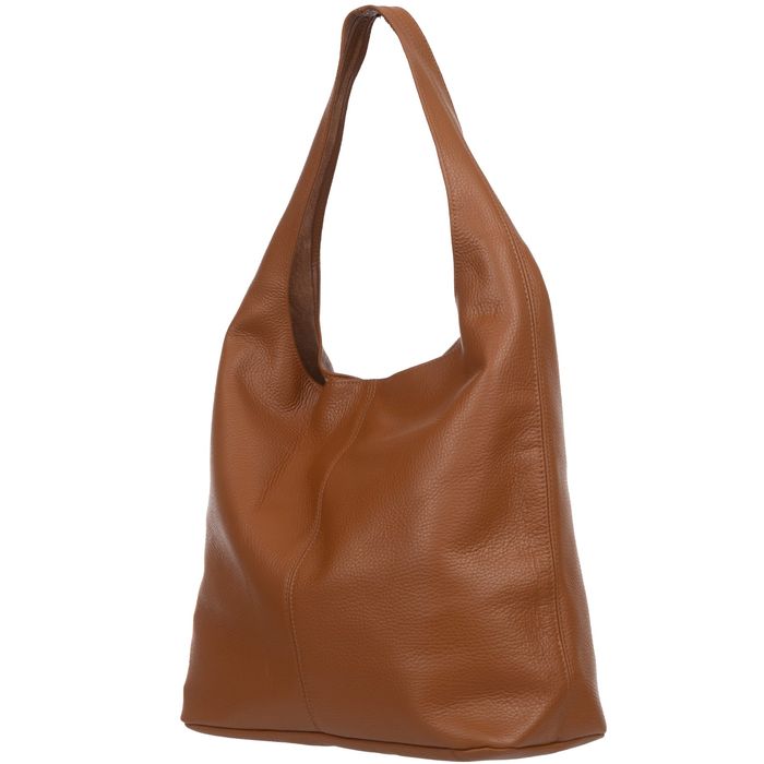 VERA PELLE torebka skórzana worek na ramię z saszetką V517 j.beżowa