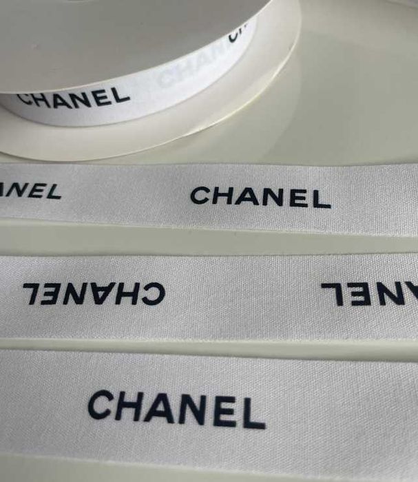 Oryginalna Wstążka Chanel bawełna 1,5metra szer 2,5cm biała czarna