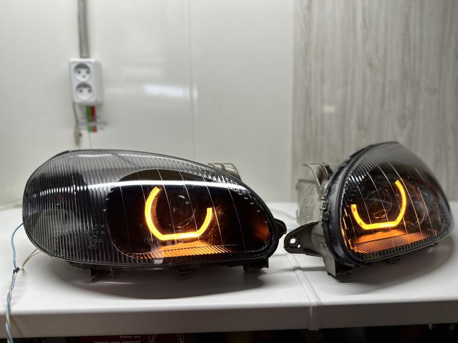 Фары на ланос Установка линз bi led биксенон  линзы свет на авто Led