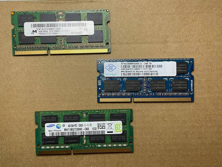 4GB DDR3 / DDR3L SODIMM — оперативна памʼять для ноутбуків, робоча.
