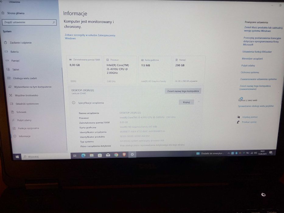 DELL E5440 Intel Core i5 8GB SSD/HDD Win Zasilacz Dell Bateria 2-3-4h