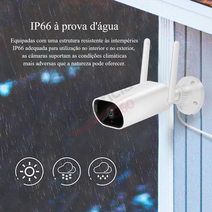 Sistema de Vigilância WiFi Sem Fios | 2 Câmaras 3MP | Exterior NOVO