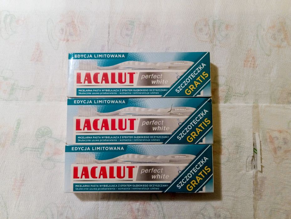 Lacalut Perfect White pasta do zębów 75 ml + szczoteczka do zębów 3 szt.