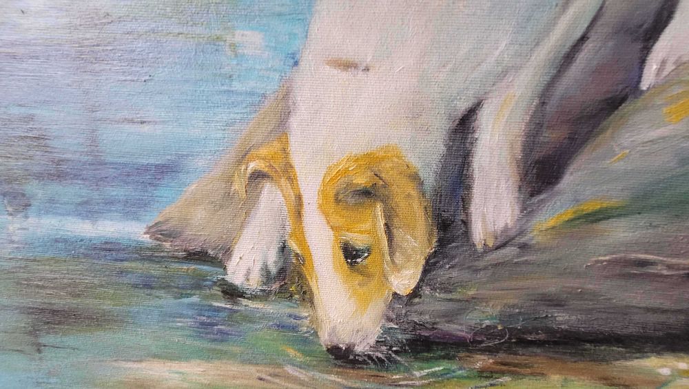 Obraz olejny ręcznie malowany 50x70 cm "Pies"