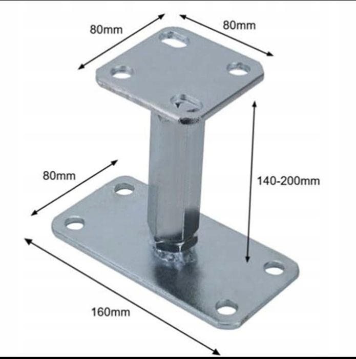 2x Podstawa słupa regulowana stalowa 140-195 mm uchwyt pergola 80x80