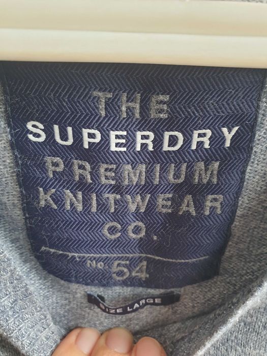 Niebieski szary sweter bawełniany kaszmir Superdry L