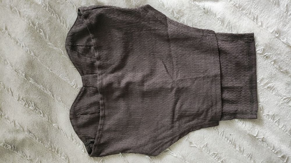 Brązowy nowy komplet top + spodnie M