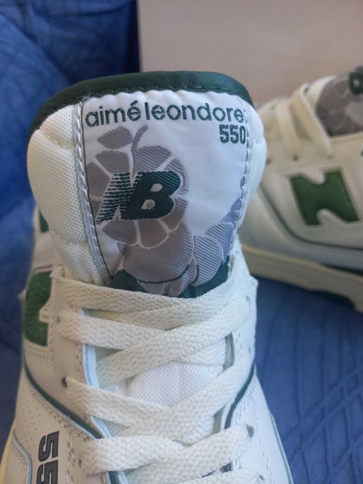 Кросівки чоловічі шкіряні біло-зелені nb