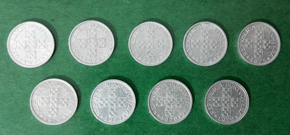 Moedas de 10 centavos 1971 a 1979 (alumínio) da República Portuguesa
