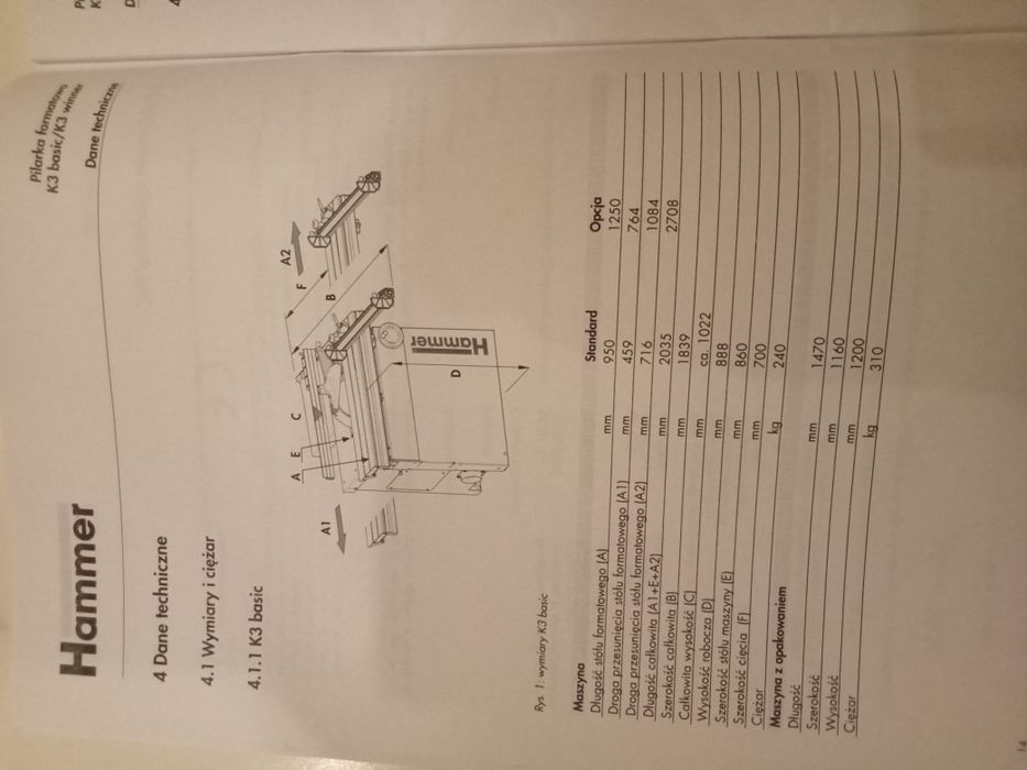 Pilarka formatowa K3 winner Hammer Felder z 1. ręki