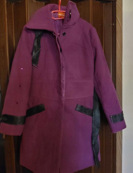 Płaszcz fioletowy RCC Fashion M zima wstawki