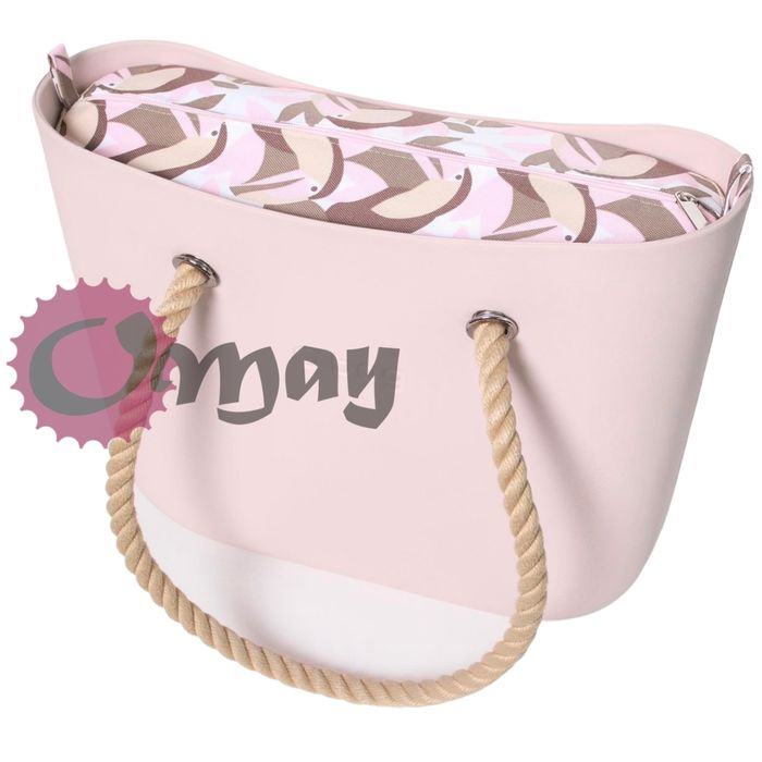 organizer OBAG MINI beżowy tukany róż pudrowy 2 kieszenie wkład OMAY