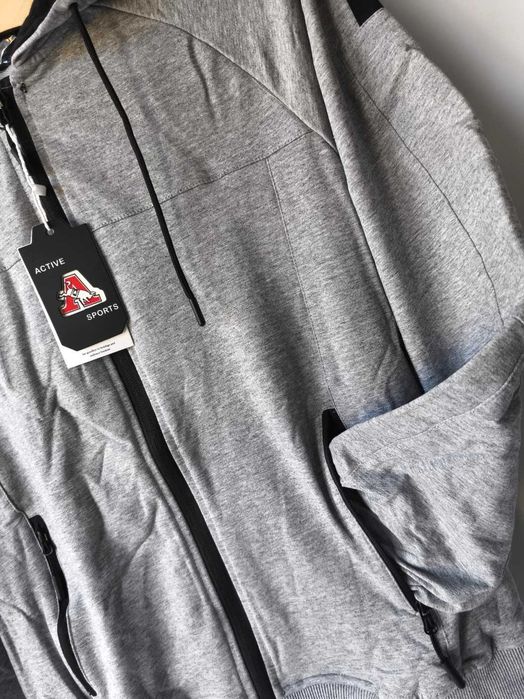 Nowy komplet męski dres spodnie czarne bluza szara  bawełna M