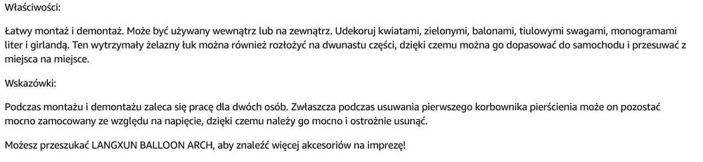 Stelaż metalowy do dekoracji, łuk ślubny 2,2m na balony, kwiaty, złoty