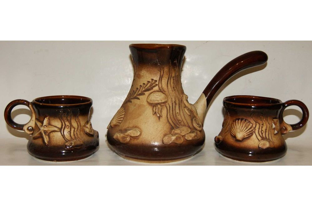 Керамическая турка джезва винтажная СССР Набор турка и чашки