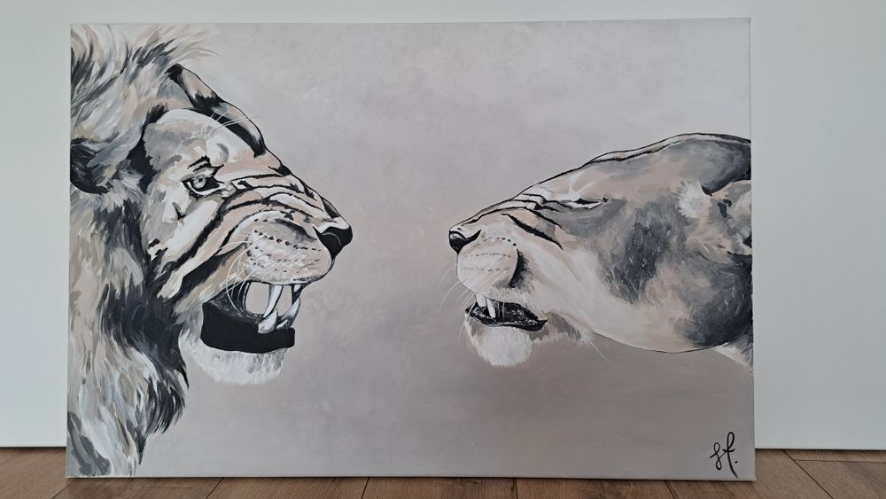 Obraz ręcznie malowany Handmade Lew