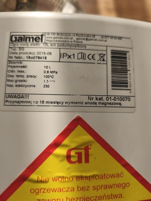 Ogrzewacz wody Galmet 10 litrów