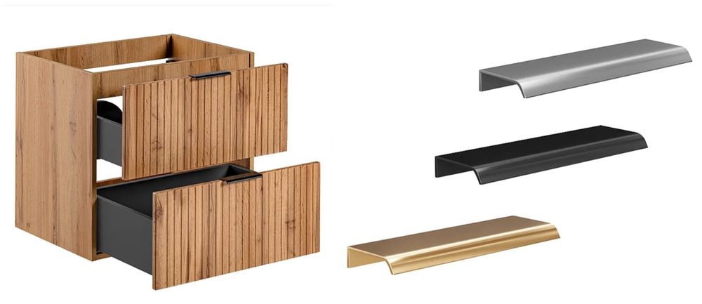 Móvel suspenso estriado para lavatório natural claro C60 cm - NOVO