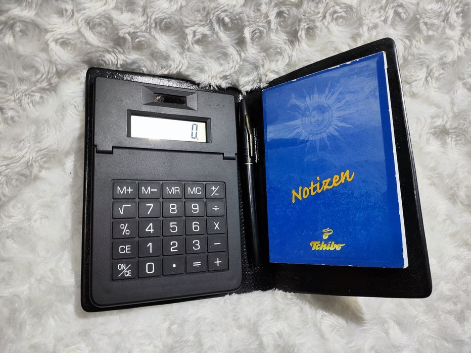 Kalkulator solarny z notesem Tchibo i dlugopisem