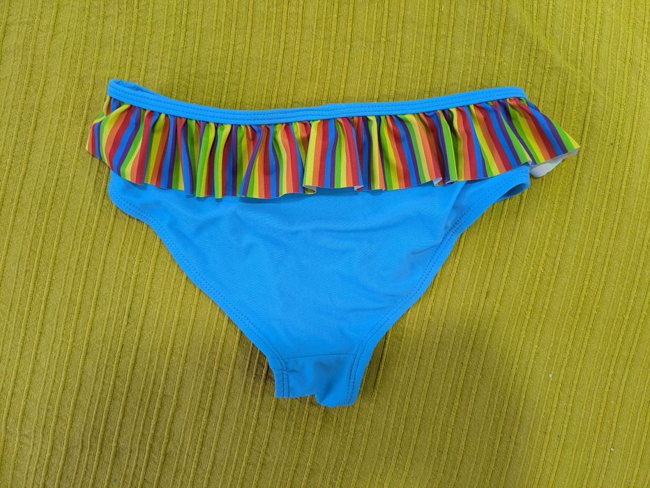 Cueca de Biquíni Menina Azul com Folhos, 5/6 anos