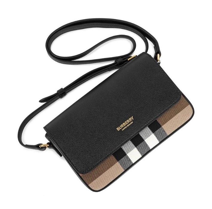 Сумка Burberry Hampshire On Chain Leather жіноча чорна женская