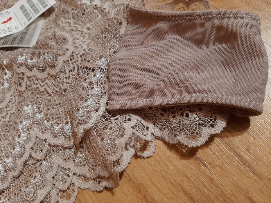 koronkowe majtki bielizna H&M z metką ecru beżowe