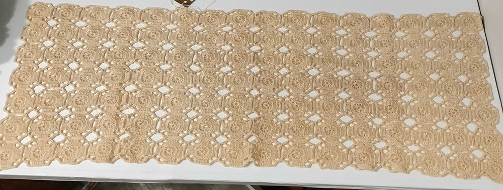 Serweta, bieżnik prostokątny, beżowy, 90/35, szydełkowa