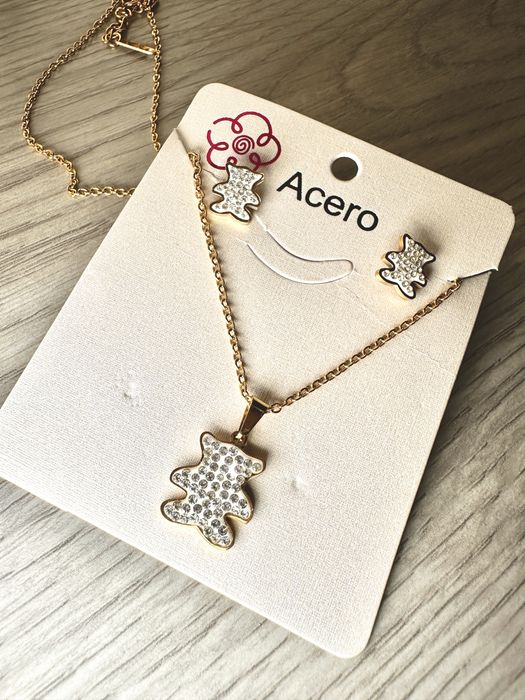 Conjunto colar + brincos aço inoxidavel - novo