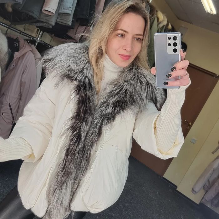 зимовий пуховик з хутром чорнобурки , пух,  пуховик с мехом