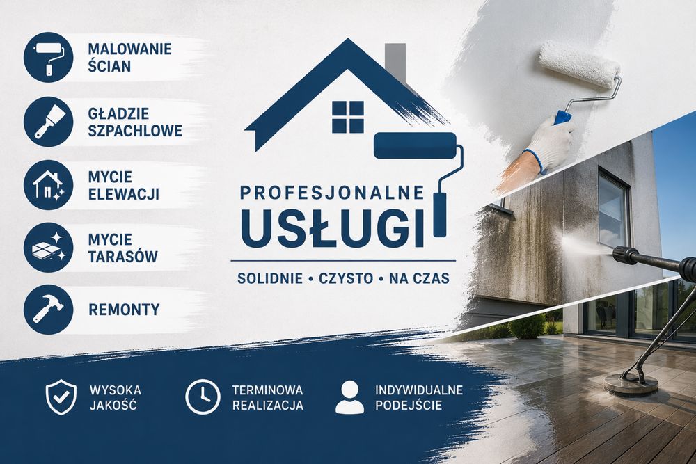 Usługi remontowo budowlane , Malowanie ścian , remonty , mycie elewacji i tarasów